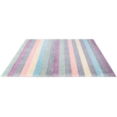 Teppich CARPET CITY "YOUNG955" Teppiche Gr. B: 190cm, 11mm, L: 280cm, bunt Bunter Kinderteppich mit Streifen-Muster