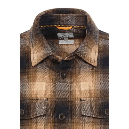 Langarmhemd CAMEL ACTIVE, Herren, Gr. XXL, N-Gr, braun (sepia braun), Web, Obermaterial: 100% Baumwolle, kariert, casual, bequem hüftbedeckend, Rundhals, Langarm 1-Knopf-Manschette, Hemden, im Karo-Look