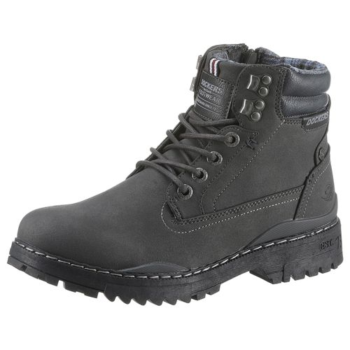 Schnürboots DOCKERS BY GERLI Gr. 42, grau (schwarz, dunkelgrau) Herren Schuhe Hiking Boot, Trekking Schnürstiefel mit Reißverschluss