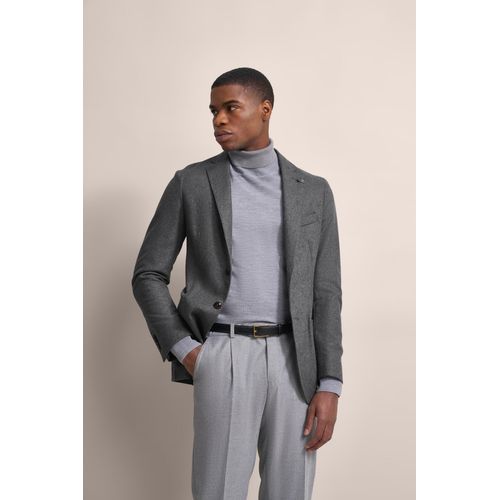 Sakko BUGATTI, Herren, Gr. 56, grau (dunkelgrau), 40% Wolle, 30% Polyamid, 30% Lyocell, unifarben, casual, slim fit, Langarm Manschette, Sakkos, in moderner Optik
