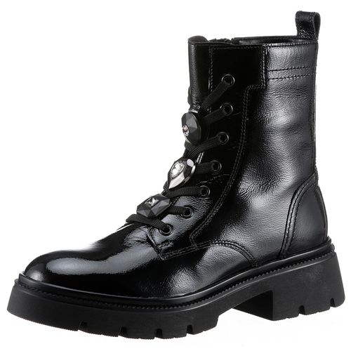 Schnürboots GABOR Gr. 40, schwarz (schwarz lack) Damen Schuhe Blockabsatz, Plateau, Schnürstiefelette mit Best Fitting