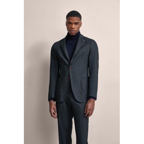 Sakko BUGATTI, Herren, Gr. 48, blau (marine), 78% Polyester, 16% Viskose, 4% Wolle, 2% Elasthan, unifarben, casual, slim fit, Langarm Manschette, Sakkos, mit runden Schultern