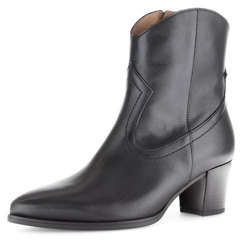 Westernstiefelette GABOR, Damen, Gr. 42, schwarz, Kalbsleder, unifarben, modisch, Schuhe, Blockabsatz, Cowboyboots, Stiefelette, spitz zulaufende Form