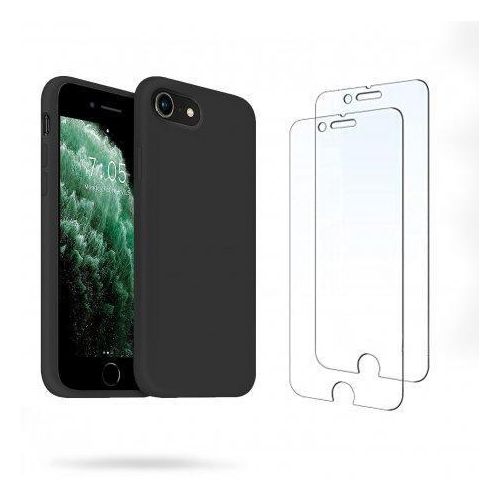 Hülle iPhone 7/8/SE2020/SE2022 und 2 schutzfolien - Silikon - Schwarz