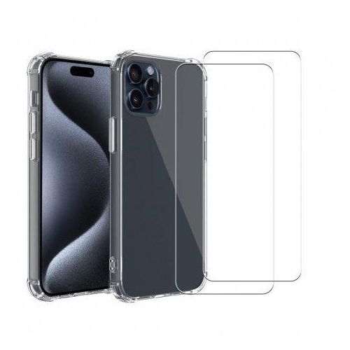 Hülle iPhone 15 Pro Max und 2 schutzfolien - TPU - Transparent