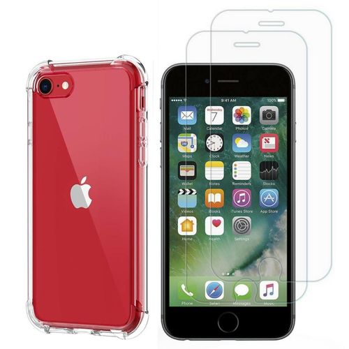 Hülle iPhone SE 2020 und 2 schutzfolien - TPU - Transparent