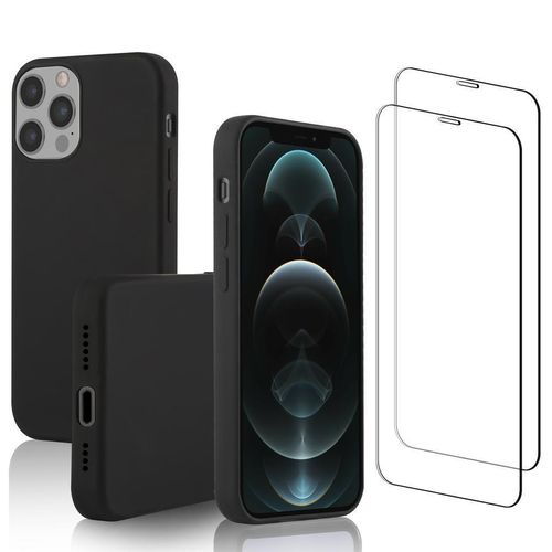 Hülle iPhone 12 Pro Max und 2 schutzfolien - Silikon - Schwarz