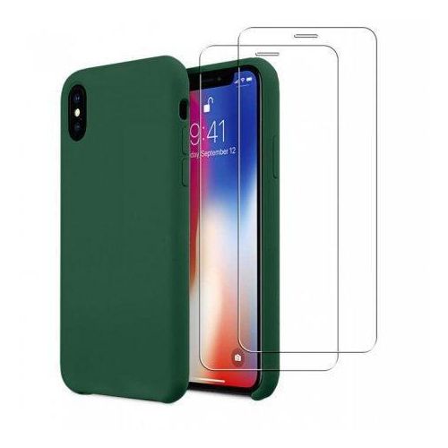 Hülle iPhone X/XS und 2 schutzfolien - Silikon - Grün
