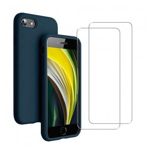 Hülle iPhone SE(2020/2022)/iPhone 8/7 und 2 schutzfolien - Silikon - Blau