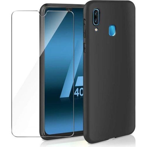 Hülle Galaxy A40 und 2 schutzfolien - Silikon - Schwarz