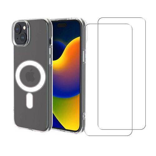 Hülle iPhone 15 Plus und 2 schutzfolien - TPU - Transparent