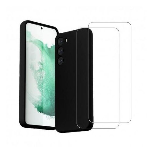 Hülle Galaxy S23 und 2 schutzfolien - Silikon - Schwarz
