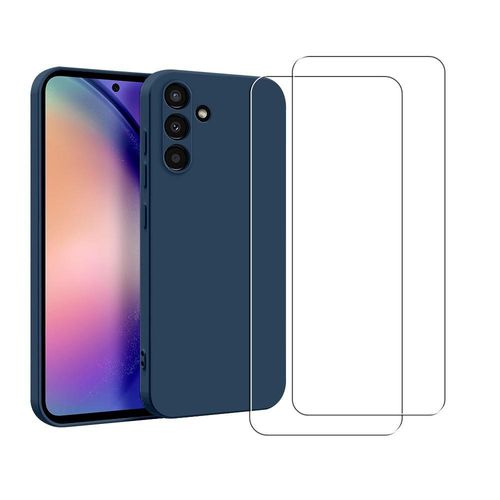 Hülle Galaxy A54 und 2 schutzfolien - Silikon - Blau