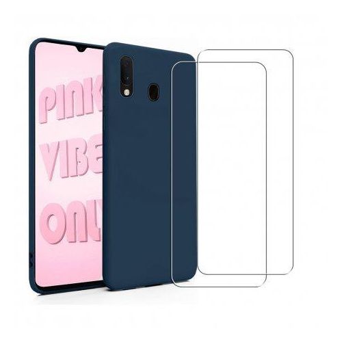 Hülle Galaxy A40 und 2 schutzfolien - Silikon - Blau