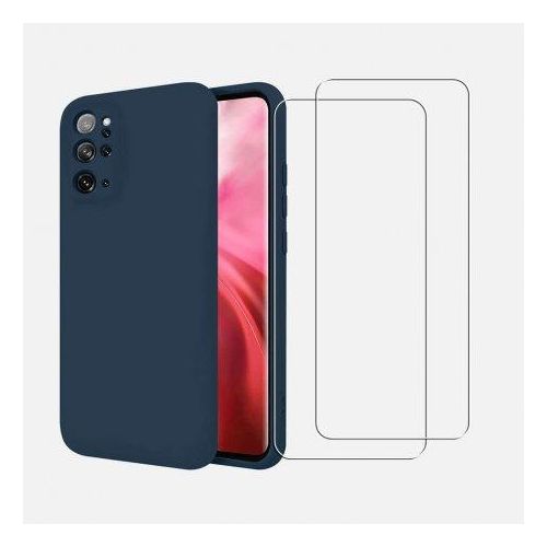 Hülle Galaxy S20 Plus und 2 schutzfolien - Silikon - Marineblau