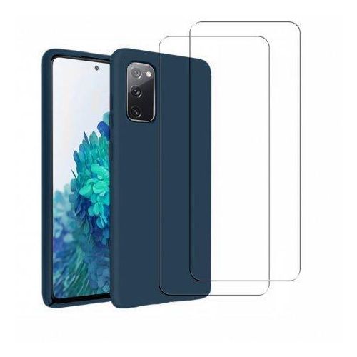 Hülle Galaxy S20 FE und 2 schutzfolien - Silikon - Marineblau