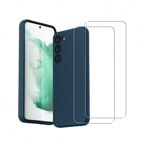 Hülle Galaxy S23 und 2 schutzfolien - Silikon - Blau