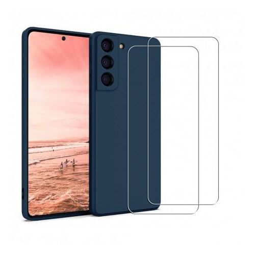 Hülle Galaxy S22 und 2 schutzfolien - Silikon - Blau