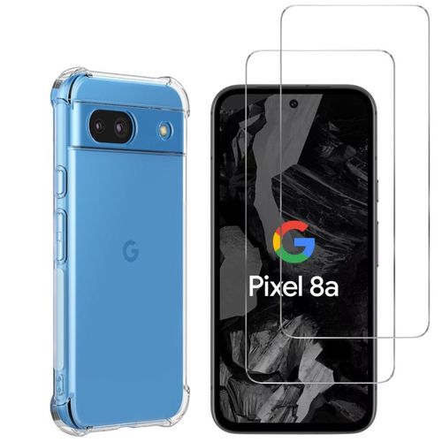 Hülle Google Pixel 8a und 2 schutzfolien - TPU - Transparent