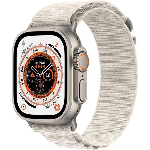 Apple Watch Ultra (2022) GPS + Cellular 49 mm - Titan Titan Natur - Alpine loop Weiß