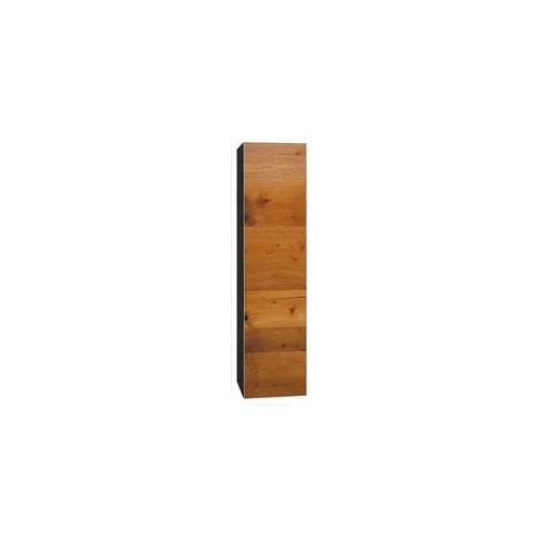 Hochschrank ELA mit Softclose, Korpus schwarz seidenmatt, Front Eiche Furnier dunkel, 400 x 1600 x 350 mm - 93 139 42