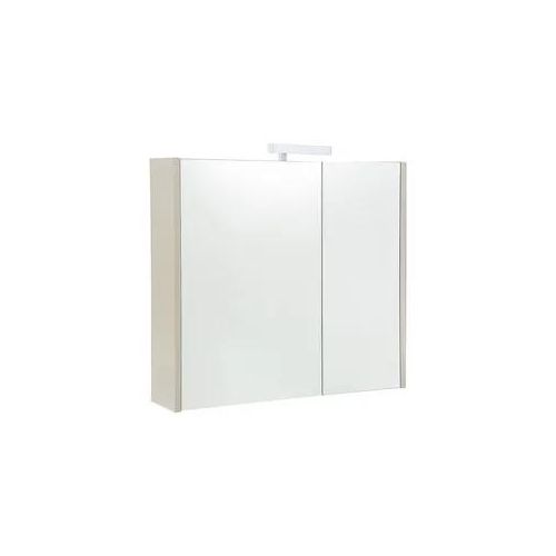 Spiegelschrank Akira mit LED-Beleuchtung, 2 Türen, Taupe Hochglanz, 800 x 700 x 155 mm