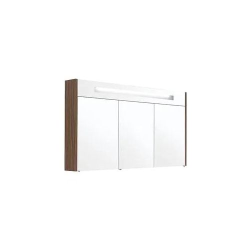 Spiegelschrank mit beleuchteter Blende, Eiche Khaki, 3 Türen, 1200 x 750 x 188 mm - 93 174 40