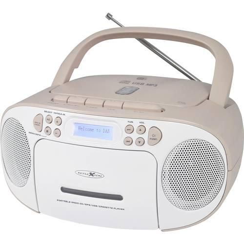 Reflexion Tragbarer Radiorecorder CD-Radio DAB+, DAB, UKW AUX, CD, Kassette, USB Weiß, Pink