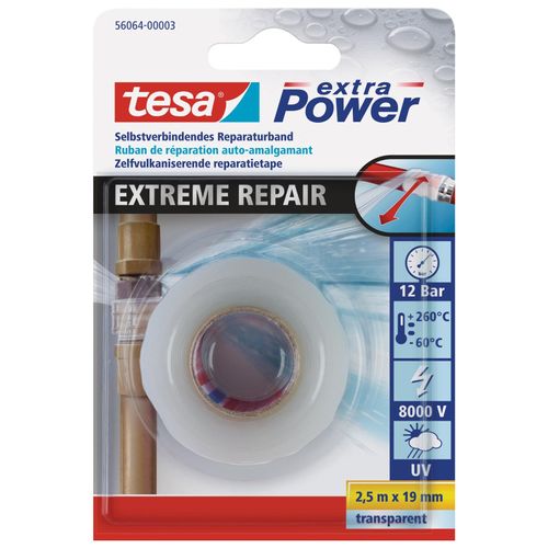 TESA extra Power Extreme Repair, Reparaturband, 19 mm x 2,5 m, transparent