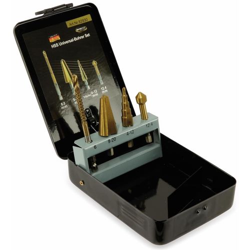 MASTERPROOF Multifunktions-Bohrer Satz 4 teilig, in Metallbox