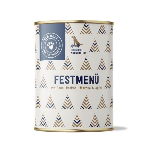 Nassfutter Festmenü mit Gans, Rotkohl, Marone & Apfel für Hunde - 400g / 6er Pack