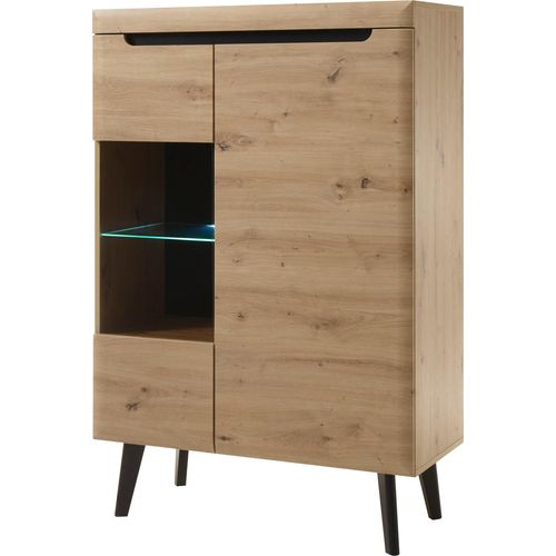 INOSIGN Vitrine »Torge, Hochschrank, Glasvitrine, Standvitrine, Vitrinenschrank«, (1 St.), in drei verschiedenen Farben verfügbar, Glastür & -boden, 90 cm breit