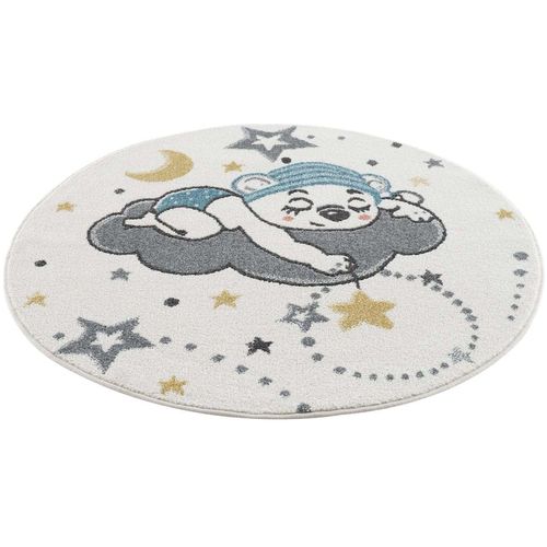 Carpet City Kinderteppich »Anime9385«, rund, 11 mm Höhe, Babyteppich, Sterne, Mond, Nachthimmel, Weicher Flor, Pflegeleicht