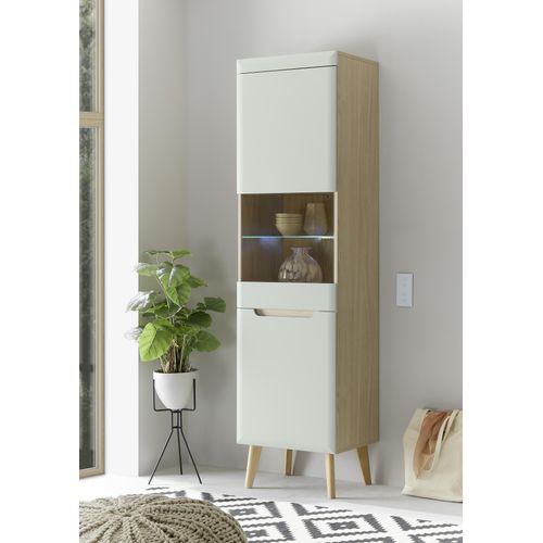 INOSIGN Vitrine »Torge, Hochschrank, Glasvitrine, Standvitrine, Vitrinenschrank«, (1 St.), in drei verschiedenen Farben verfügbar, Glastür & -boden, 53 cm breit