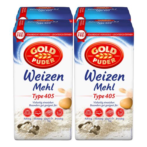 Goldpuder Weizenmehl Typ 405 2,5 kg, 4er Pack