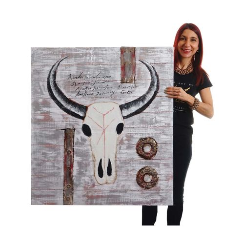 Wandbild Stier, 100% handgemaltes Ölgemälde 3D-Bild Gemälde XL, 100x90cm