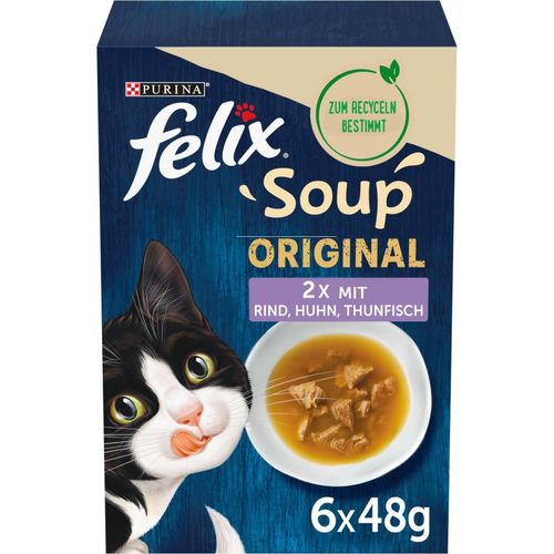 FELIX Soup Gemischte Vielfalt mit Rind, Huhn und Thunfisch 8x6x48g