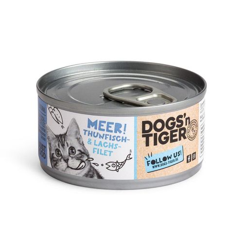 Dogs'n Tiger Meer! Nassfutter Thunfisch- & Lachsfilet 12x70g