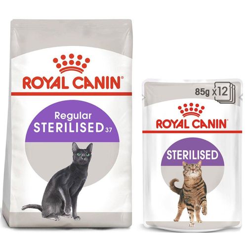 ROYAL CANIN STERILISED Trockenfutter 2kg + STERILISED Mousse 12x85g