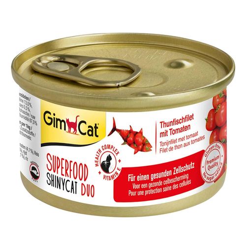 GimCat Superfood ShinyCat Duo Thunfischfilet mit Tomaten 24x70g