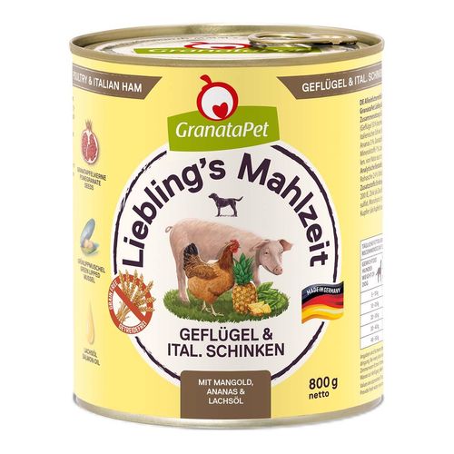 GranataPet Liebling's Mahlzeit Geflügel und italienischer Schinken 6x800g