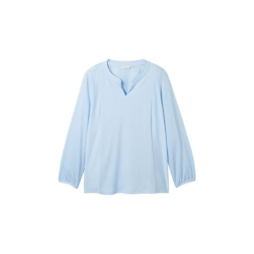 TOM TAILOR Damen Plus Size - Blusenshirt mit Streifenmuster, blau, Gestreift, Gr. 52