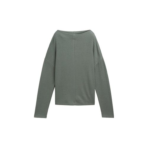 TOM TAILOR Damen Cosy Sweatshirt mit Stehkragen, grün, Uni, Gr. XS