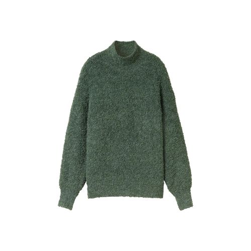 TOM TAILOR Damen Lockerer Bouclé Pullover, grün, Uni, Gr. M