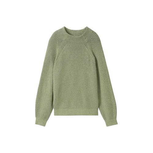 TOM TAILOR Damen Gerippter Pullover mit Stehkragen, grün, Uni, Gr. XXXL