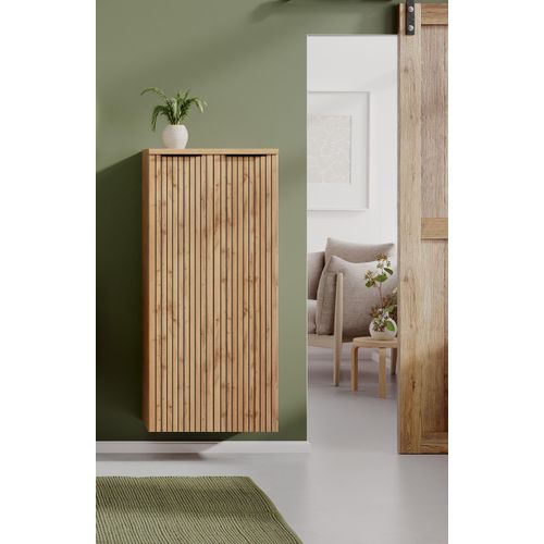 Midischrank WELLTIME, braun (wotaneiche), B:60cm H:130cm T:35cm, Holzwerkstoff, Schränke, Midischrank, Welltime, Breite 60 cm, 2-türig, gedämpft