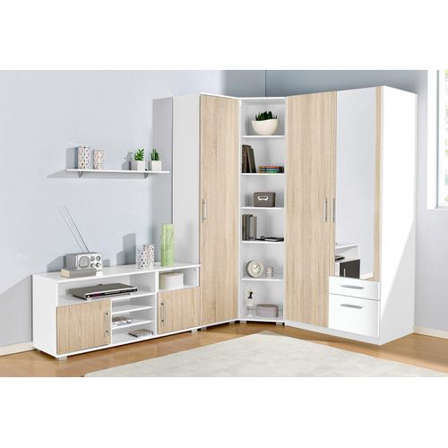 Jugendzimmer-Set PRIESS, weiß (weiß, struktureichefarben hell), mit 2-trg. Kleiderschrank, Schlafzimmermöbel-Sets