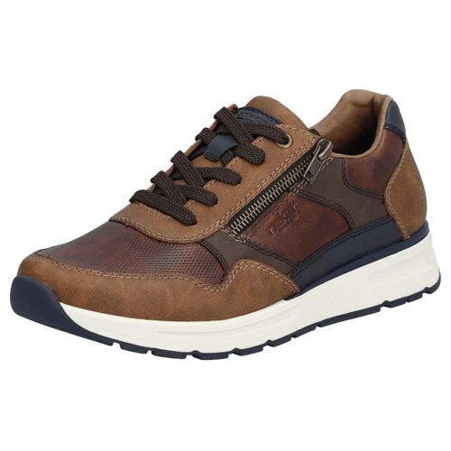 Sneaker RIEKER, Herren, Gr. 41, braun (braun, kombiniert), Leder, Lederimitat, casual, Schuhe, mit gepolstertem Schaftrand, Freizeitschuh, Halbschuh, Schnürschuh