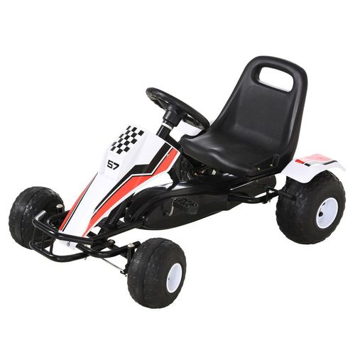 Go Kart Kinderfahrzeug Tretauto mit Pedal für 3-8 Jahre Stahl Weiß