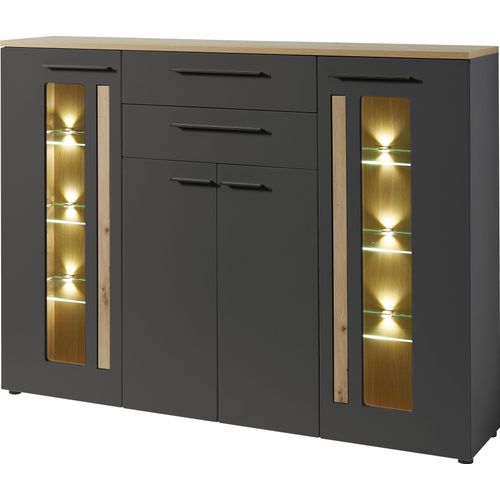 Innostyle Highboard »Loft Two«, Breite 180 cm, 2 Holztüren, 2 Schubkästen, 2 Glas-/Holztüren